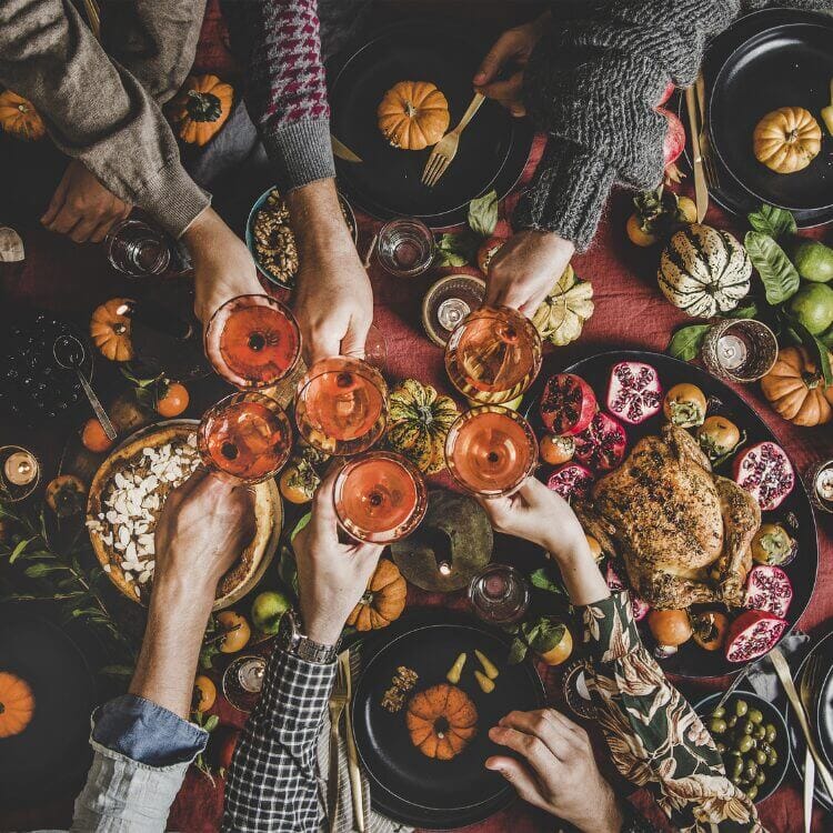 Hosts and guests enjoying thanksgiving