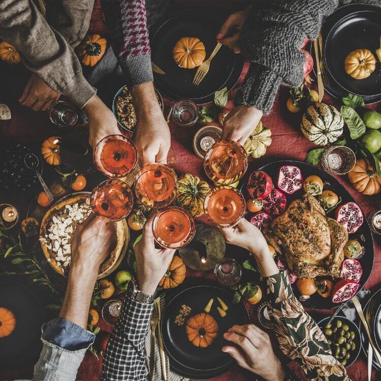 Hosts and guests enjoying thanksgiving